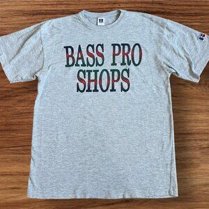 Vintage Bass Pro Shops Men’s Thermal T Shirt Sz L Russell Grey Made in USA
